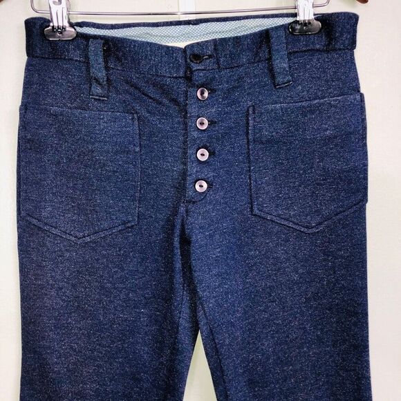 Vintage 70s Sailor Pants Womens S Blue Button Fly Bootcut Polyester - Picture 3 of 7